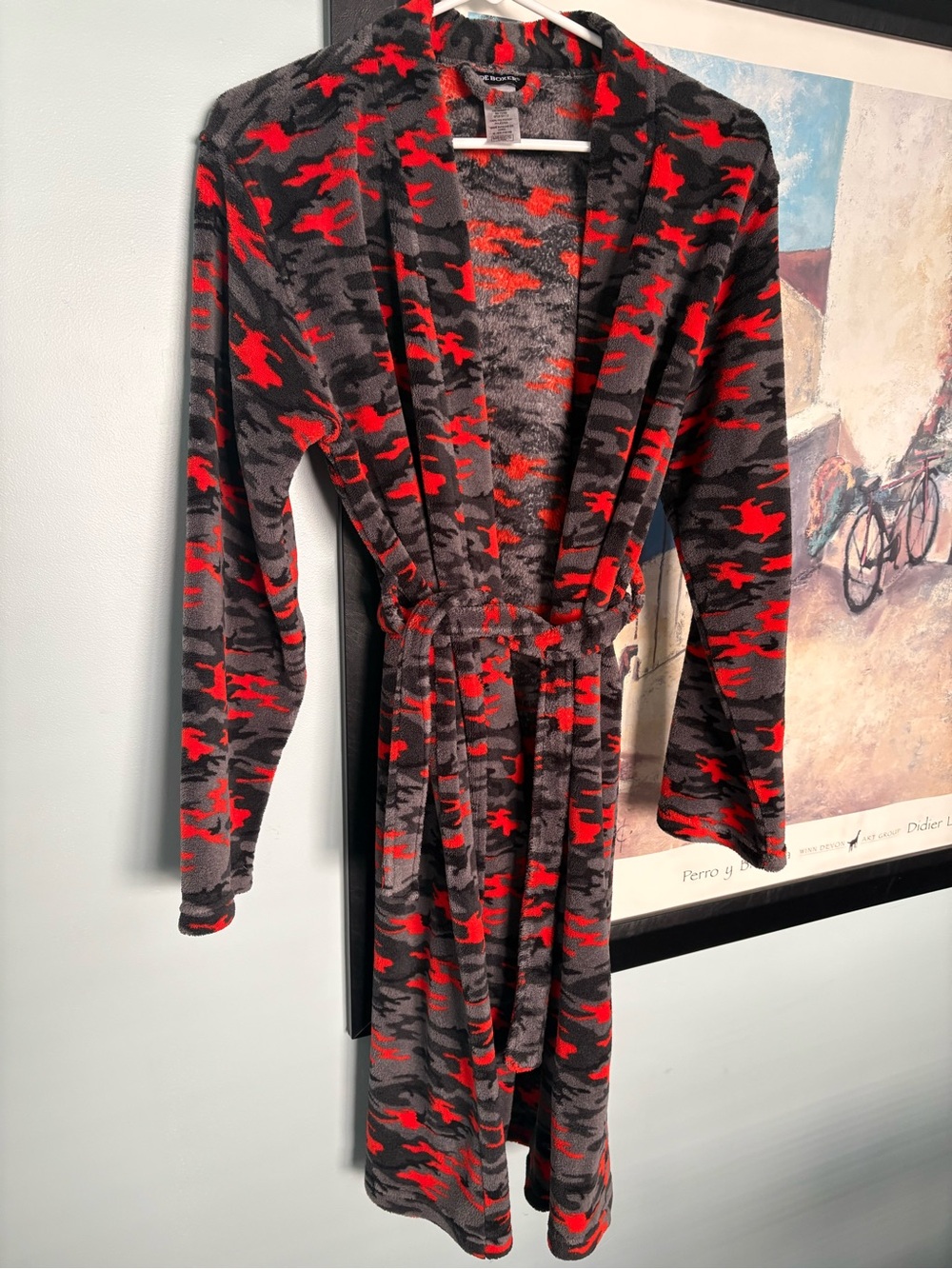 Joe Boxer Red and Gray Camo Plush Kids Robe